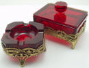 Amberina Cigarette Holder & Ashtray - Click for more photos